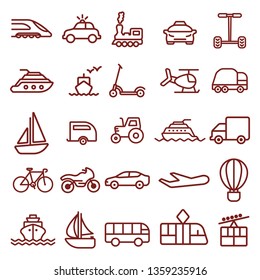 transport - minimal thin line web icon set. simple vector illustration outline. concept for infographic, website or app.