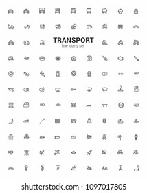 Transport Minimalism vector symbols, line icons set for mobile and desktop screens design.