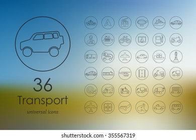 transport modern icons for mobile interface on blurred background