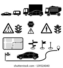 transport  and navigation icons set.