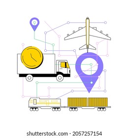 Transport network abstract concept vector illustration. Transportation network, metro scheme, logistics infrastructure, car traffic, air freight, rail shipping, smart city abstract metaphor.