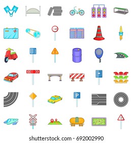 Transport on road icons set. Cartoon style of 36 transport on road vector icons for web isolated on white background