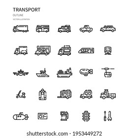 Transport outline icon set. Icon for website, application, print, poster design, etc.