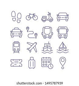 Conjunto de vectores de iconos de esquema de transporte 