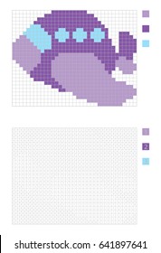 Transport. Pixel plane in the coloring page with numbered squares, vector illustration