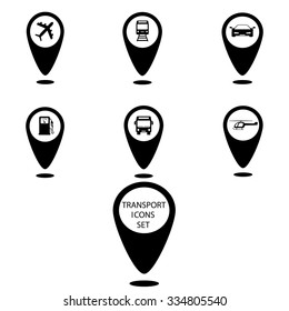 transport pointers - car, bus, train, plane, gas stations, helicopter