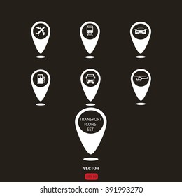 transport pointers - car, bus, train, plane, gas stations, helicopter