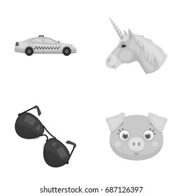 transport, police and other monochrome icon in cartoon style.myth, animal icons in set collection.
