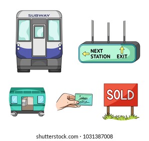 Transport, public, train and other web icon in cartoon style.Equipment, attributes, mechanism icons in set collection.
