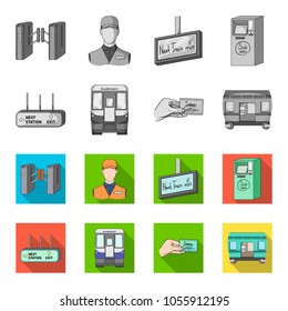 Transport, public, train and other web icon in monochrome,flat style.Equipment, attributes, mechanism icons in set collection.