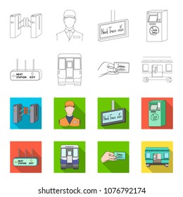 Transport, public, train and other web icon in outline,flet style.Equipment, attributes, mechanism icons in set collection.