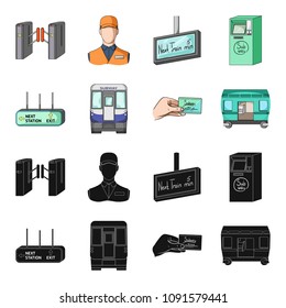 Transport, public, train and other web icon in black,cartoon style.Equipment, attributes, mechanism icons in set collection.
