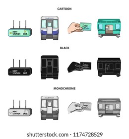 Transport, public, train and other web icon in cartoon,black,monochrome style.Equipment, attributes, mechanism icons in set collection.