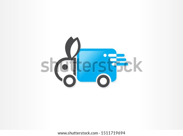 Transport with rabbits shape design illustration.\
Delivery logo\
design.