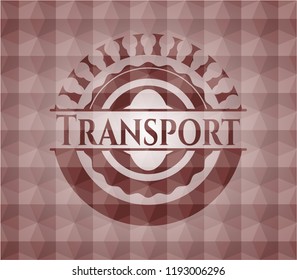 Transport red badge with geometric pattern background. Seamless.