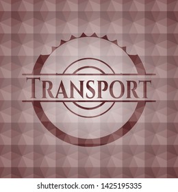 Transport red badge with geometric pattern background. Seamless.