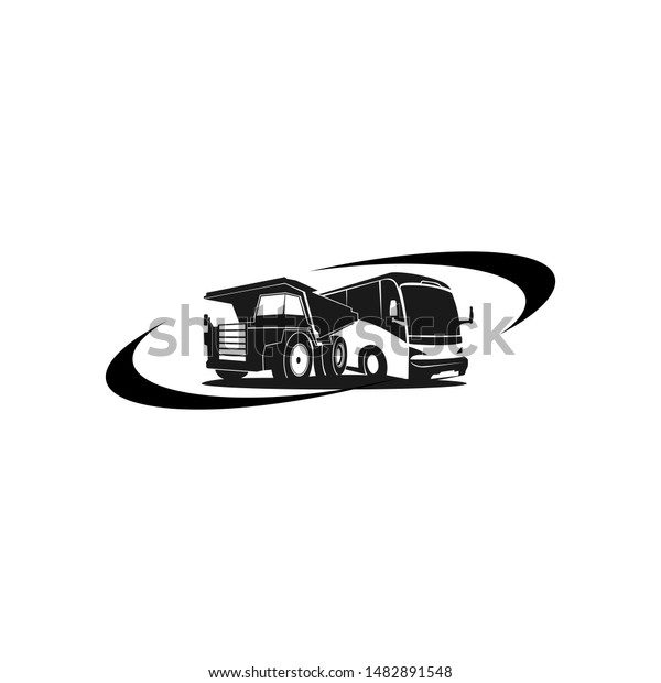 transport rental bus and truck logo design and
vector image