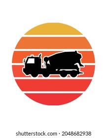 Transport Retro Sunset Design template. Vector design template for logo, badges, t-shirt, POD and book cover. Isolated white background.