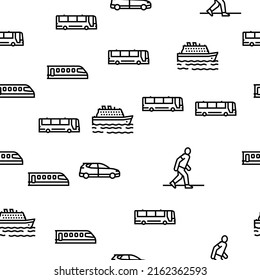 Transport For Riding And Flying Vector Seamless Pattern Thin Line Illustration