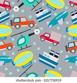 Transport seamless pattern. Kids background.