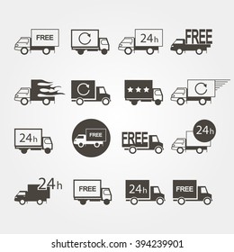 Transport service logos set of icons on  a gray background