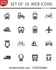 Transport. Set of 16 high quality web icons