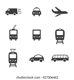 Transport set icons. Flat vector illustration in black on white background.