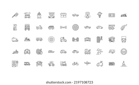 Transport set ideas, linear icons, line signs set, vector collection