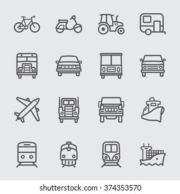 Transport set line icons