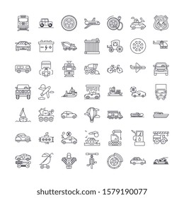 Transport set linear icons, signs, symbols vector line illustration set