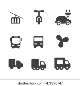 transport set on white background