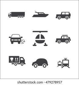 transport set on white background