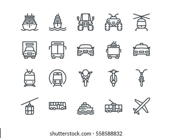 Transport. Set of outline vector icons