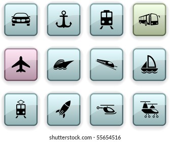 Transport set of square dim icons.