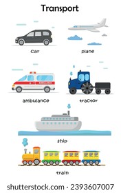 Transport set.  vector flat illustration. Icon design. Suitable for animation, using in web, apps, books, education projects. 