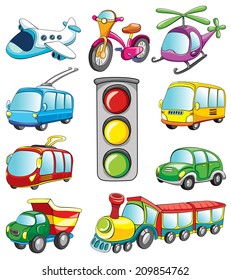 Conjunto de transporte, Ilustración vectorial sobre fondo blanco