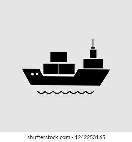 transport ship icon vector flat design simple illustration on gray background.