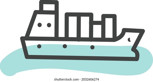 Transport ship, illustration, vector, on a white background.