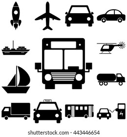 Transport sign set. Flat style icons illuatration