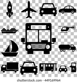 Transport sign set. Flat style icons illuatration