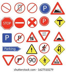 Transport signs, icon set, vector