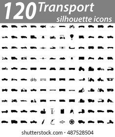 transport silhouette flat icons vector illustration isolated on background