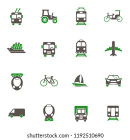 transport simple vector icons in two colors