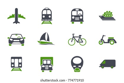 transport simple vector icons in two colors