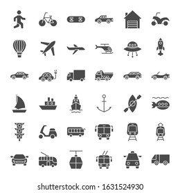 Transport Solid Web Icons. Vector Set of Vehicle Glyphs.