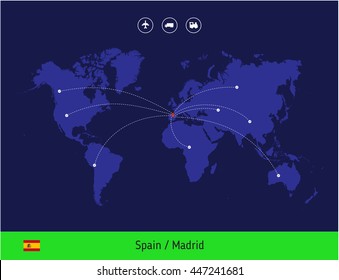 Transport from Spain to the world vector illustration