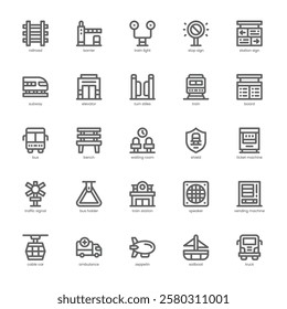 Transport Station Icon pack for your website, mobile, presentation, and logo design. Transport Station Icon outline design. Vector graphics illustration and editable stroke.