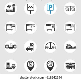 transport stations web icons for user interface design