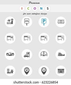 transport stations web icons for user interface design