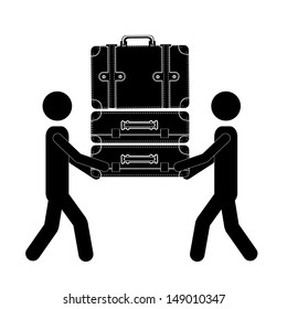 transport suitcases label over white background vector illustration 